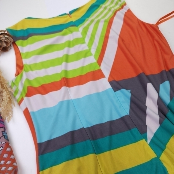 Tahari Multicolored Striped Dress Sz 14 - Picture 4 of 16